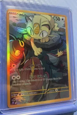 Pokemon Meowth Anime Card Full Art Fanart Custom Card Holo ACG DIY - Image 1