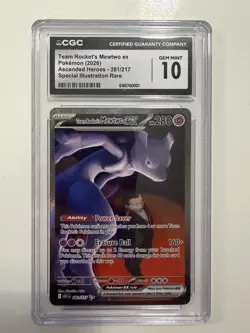 2026 POKEMON ASC SPECIAL ILLUSTRATION RARE #281 TEAM ROCKET'S MEWTWO EX CGC 10 - Image 1
