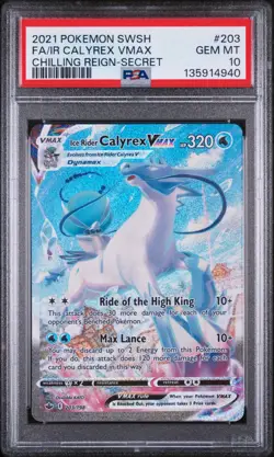 Ice Rider Calyrex VMAX 203/198 Alternate Art Pokemon Chilling Reign PSA 10 - Image 1