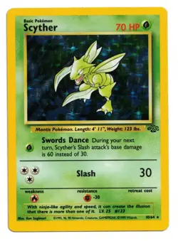 Pokemon Card: Scyther HOLO 10/64 Jungle Set Vintage Rare! GD - Image 1