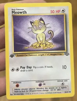 Wizards of the Coast Meowth 56/64 Jungle 1st Edition Common Regular 50 HP 1999 - Image 1