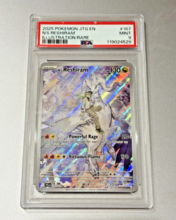2025 POKEMON JTG EN-JOURNEY TOGETHER ILLUSTRATION RARE #167 N'S RESHIRAM PSA 9 - Image 1