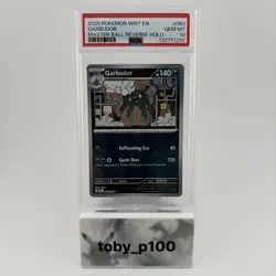 Pokemon Garbodor 060/086 White Flare Master Ball Reverse Holo #060 2025 - PSA 10 - Image 1
