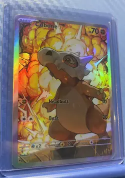 Pokemon Cubone Anime Card Full Art Fanart Custom Card Holo ACG DIY - Image 1