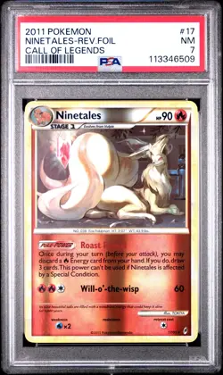 2011 POKEMON CALL OF LEGENDS NINETALES #17 REVERSE FOIL PSA 7 NM #113346509 - Image 1