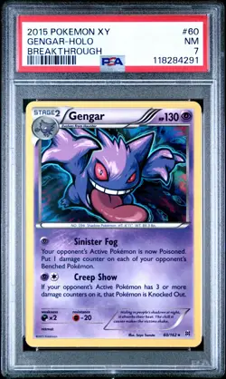 2015 POKEMON XY BREAKTHROUGH GENGAR #60 HOLO PSA 7 NM #118284291 - Image 1