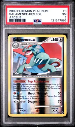 2009 POKEMON PLATINUM ARCEUS SALAMENCE #8 REVERSE FOIL PSA 7 NM #121247895 - Image 1