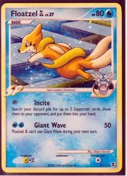 2009 POKEMON FLOATZEL GL #4/111- RISING RIVALS -RARE - HOLO- SWIRL -NM/LP - Image 1