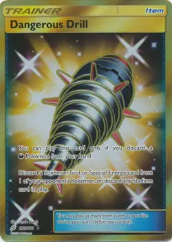 1x Dangerous Drill - 192/181 - Secret Rare Moderately Played Pokemon SM09 - Team - Image 1