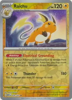 Raichu 26/165 Reverse Holo | 151 | Pokemon Card - Image 1
