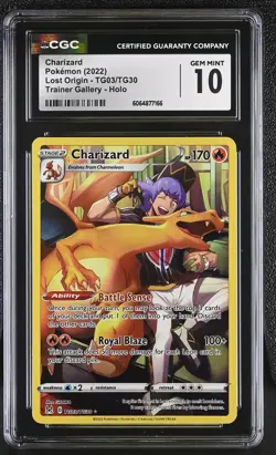 CGC 10 GEM MINT Charizard Lost Origin TG03/TG30 Trainer Gallery Pokemon Card - Image 1