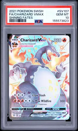 2021 POKEMON SWORD & SHIELD SHINING FATES #SV107 FULL ART/CHARIZARD VMAX PSA 10 - Image 1