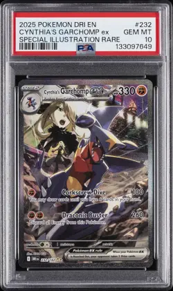 2025 POKEMON DRI EN-DESTINED RIVALS #232 CYNTHIA'S GARCHOMP EX PSA 10 - Image 1