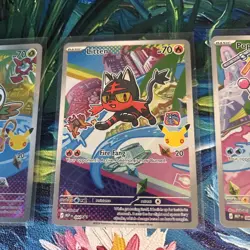 Pokemon TCG First Partner Illustration Gen 7. Rowlet Litten Popplio. NM - Image 3
