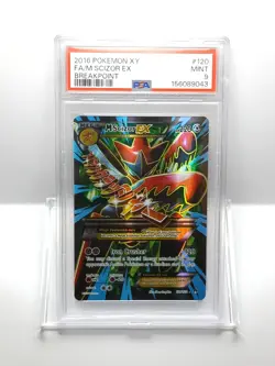 2016 POKEMON XY BREAKPOINT #120 FULL ART/M SCIZOR EX PSA 9 - Image 1