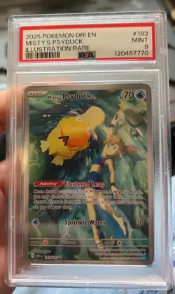 Pokemon TCG Misty's Psyduck Illustration Card 193/182, Destined Rivals, PSA 9 - Image 1