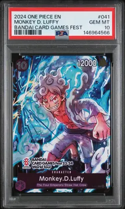 2024 ONE PIECE PROMOS BANDAI CARD GAMES FEST #041 MONKEY D. LUFFY PSA 10 - Image 1
