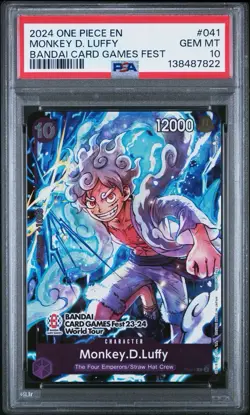 2024 ONE PIECE PROMOS BANDAI CARD GAMES FEST #041 MONKEY D. LUFFY PSA 10 - Image 1