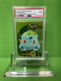 2000 TOPPS POKEMON TV ANIMATION CLEAR CARDS PC2 BULBASAUR PSA 9 - Image 1