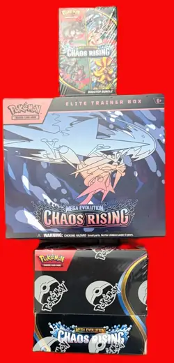 Pokemon CHAOS RISING 1 BOOSTER box, 1 ETB, 1 BUNDLE Pokemon package SEALED NEW - Image 1