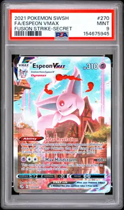 2021 POKEMON SWORD & SHIELD FUSION STRIKE SECRET #270 FULL ART/ESPEON VMAX PSA 9 - Image 1