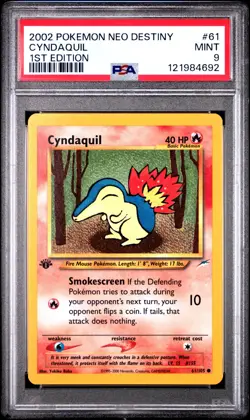 2002 POKEMON NEO DESTINY #61 CYNDAQUIL 1ST EDITION PSA 9 - Image 1