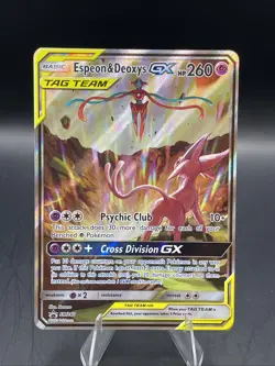 Espeon & Deoxys GX SM240 Ultra Rare Tag Team Promo Pokemon TCG NM - Image 1