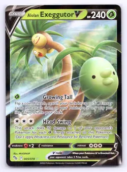 Pokemon Alolan Exeggutor V Pokemon GO PGO V RARE 005/078 NM - Image 1