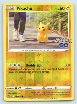 Pokemon Pikachu Pokemon GO PGO C REVERSE HOLO 027/078 NM - Image 1
