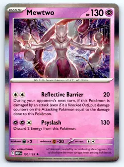 Pokemon SV: Scarlet & Violet 151 Mewtwo Rare (MEW) Holo 150/165 NM - Image 1