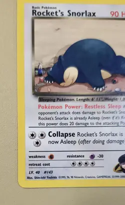 2000 Pokemon WOTC English Gym Heroes Rocket's Snorlax GHrS1 - Image 3