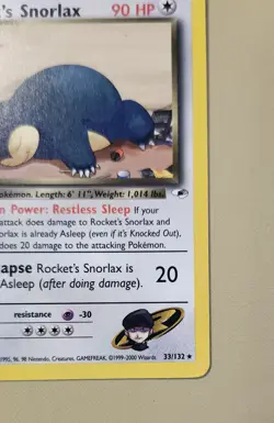 2000 Pokemon WOTC English Gym Heroes Rocket's Snorlax GHrS1 - Image 4