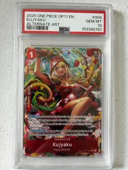 2025 ONE PIECE OP11-A FIST OF DIVINE SPEED ALTERNATE ART #004 KUJYAKU PSA 10 - Image 1