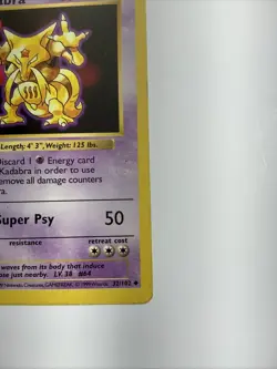 Kadabra 032/102 Base Set (Shadowless) Regular 1st Edition Rare Pokemon Vintage - Image 4