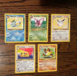 Pokemon TCG 1999 - Jungle Set LOT of 5 (NH Rares + First Edition Uncommons) LP - Image 1