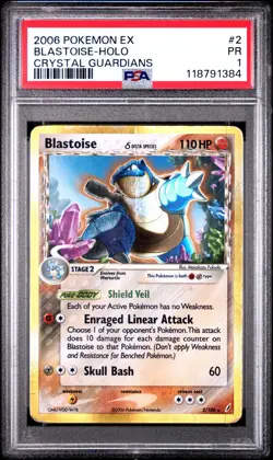 PSA 1 2006 Pokemon EX Crystal Guardians Blastoise Delta Species 2/100 Holo Foil - Image 1