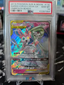 2019 Pokemon Sun & Moon Unbroken Bonds Sylveon GX Gardevoir #130 PSA 10 - Image 1