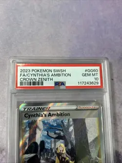 2023 Pokemon SWSH Crown Zenith #GG60 Full Art Cynthia's Ambition PSA 10 Gem 💎 - Image 5