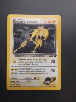 VERY LP Pokemon TCG Card Rocket’s Zapdos Holo Rare 15/132 Gym Challenge - Image 1