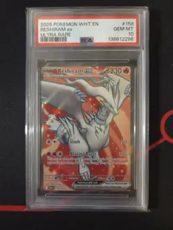 Pokemon Reshiram EX Full Art White Flare English Double Rare Card 158/086 PSA 10 - Image 1