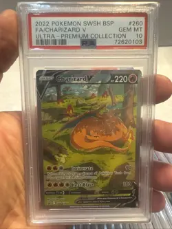 2022 Pokemon SWSH UPC Black Star Promo Charizard V Alt Art #SWSH260 PSA 10 - Image 1