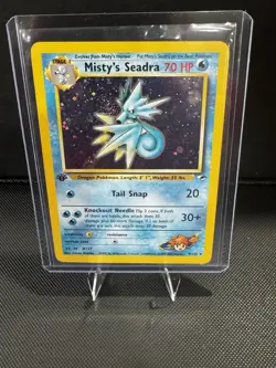 Pokemon Misty’s Seadra 1st Edition Holo 9/132 Gym Heroes WOTC NM Swirl - Image 1