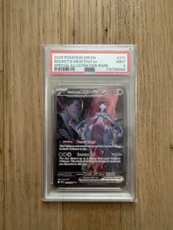 2025 POKEMON DRI EN-DESTINED RIVALS #231 TEAM ROCKET'S MEWTWO EX PSA 9 - Image 1