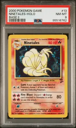 2000 Pokemon Game Base II Ninetales #13 Base II PSA 8 - Image 1