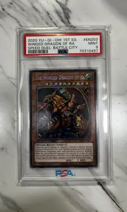2020 Yu-Gi-Oh! 1st Edition Speed Duel Battle Winged Dragon of Ra EN203 PSA 9 - Image 1