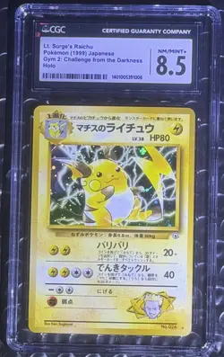 CGC 8.5 - Pokemon Lt. Surge's Raichu Holo No. 026 Gym 2 Challenge 1999 - NM+ - Image 1