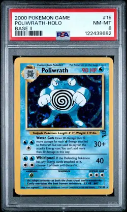 2000 POKEMON BASE SET 2 #15 POLIWRATH-HOLO PSA 8 - Image 1
