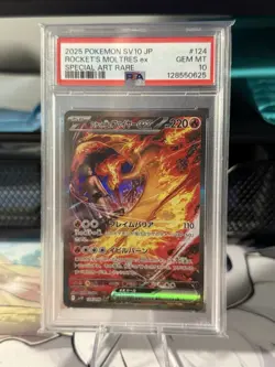 Team Rocket’s Moltres Ex 124/098 Japanese Pokemon SV10 Special Art Rare PSA 10 - Image 1