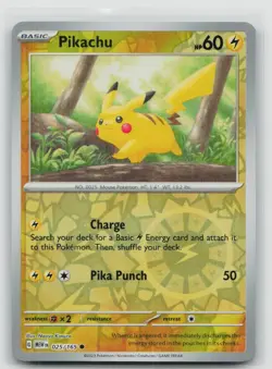 NM Pikachu 025/165 Common 151 Pokemon Reverse Holo - Image 1
