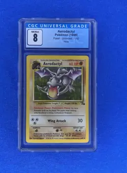 Pokemon Aerodactyl Fossil 1/62 Holo Unlimited 1999 CGC 8 - Image 1